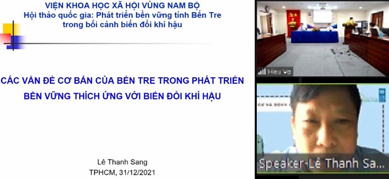 PGS.TS Lê Thanh Sang, Trưởng ban tổ chức hội thảo trình bày báo cáo đề dẫn - Ảnh KN