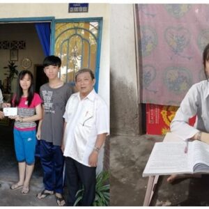 Trao học bổng trực tiếp tháng 8/2020 – Nguồn từ cô Châu Thị Nguyệt và em Phụng đang học tập tại nhà 1/2022– Ảnh: NTG